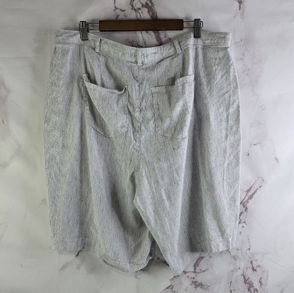 NYDJ Shorts Womens 18W Linen White Striped Bermuda Not Your Daughters - Picture 5 of 11